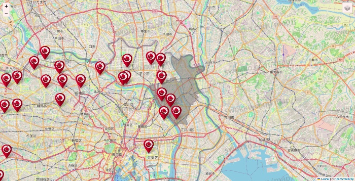 東京都の損保ケアの施設地図