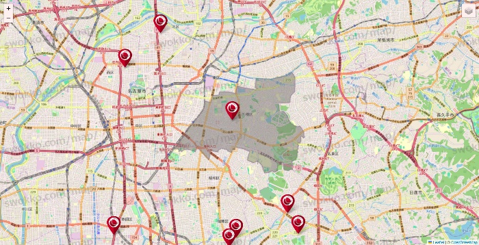 愛知県の損保ケアの施設地図