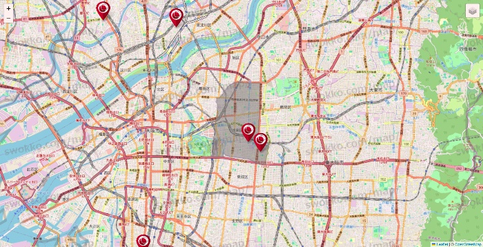大阪府の損保ケアの施設地図