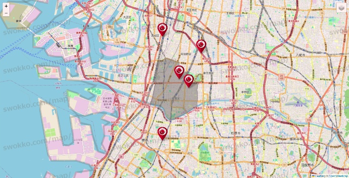 大阪府の損保ケアの施設地図