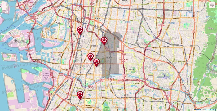大阪府の損保ケアの施設地図