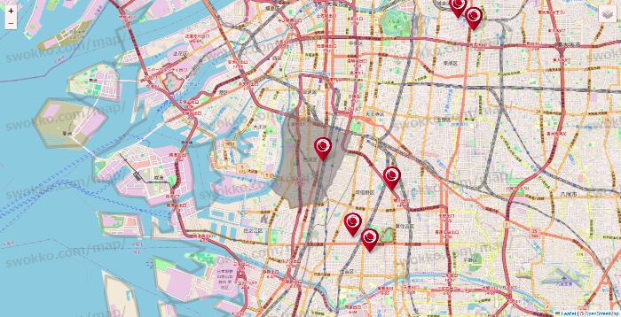 大阪府の損保ケアの施設地図
