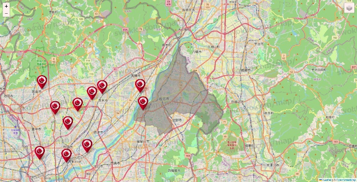 大阪府の損保ケアの施設地図