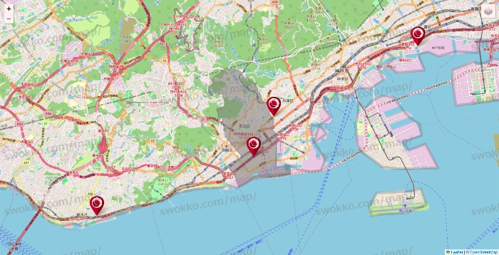 兵庫県の損保ケアの施設地図