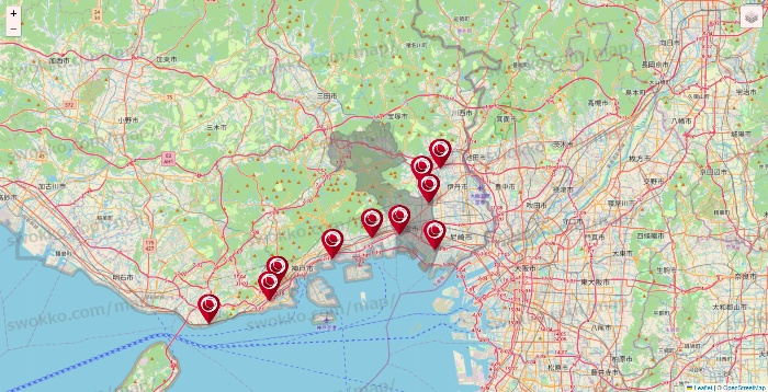 兵庫県の損保ケアの施設地図