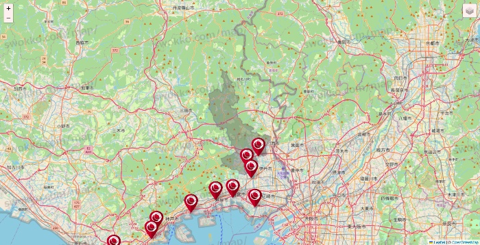 兵庫県の損保ケアの施設地図