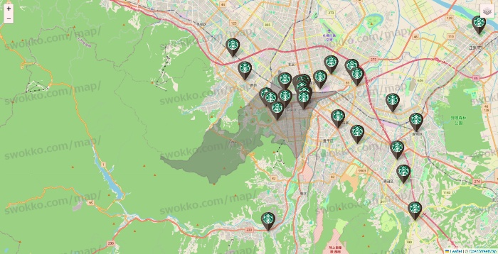 北海道のスターバックスの店舗地図