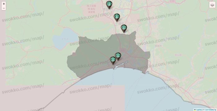 北海道のスターバックスの店舗地図