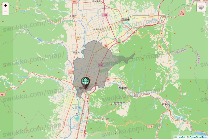 北海道のスターバックスの店舗地図