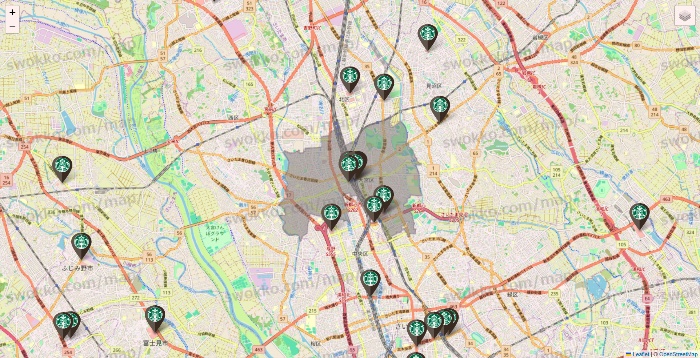 埼玉県のスターバックスの店舗地図