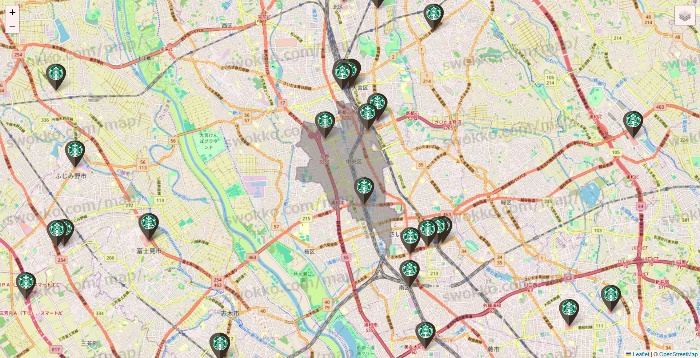 埼玉県のスターバックスの店舗地図