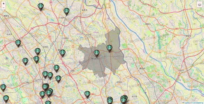埼玉県のスターバックスの店舗地図