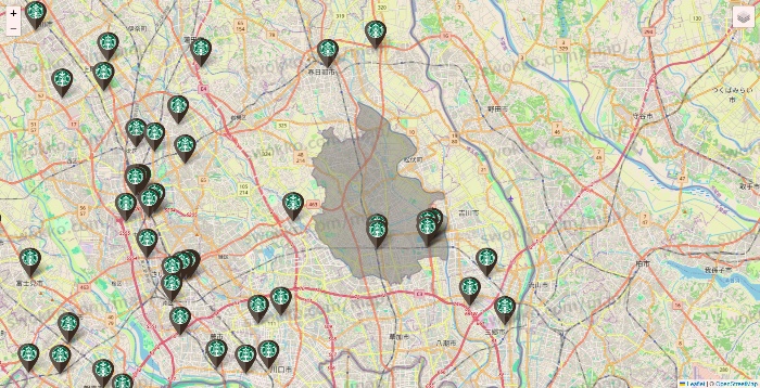 埼玉県のスターバックスの店舗地図