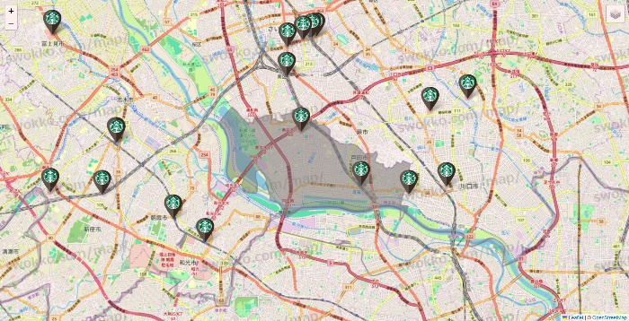 埼玉県のスターバックスの店舗地図