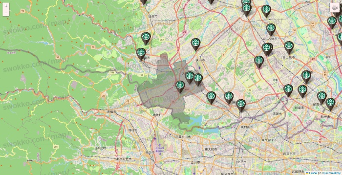 埼玉県のスターバックスの店舗地図