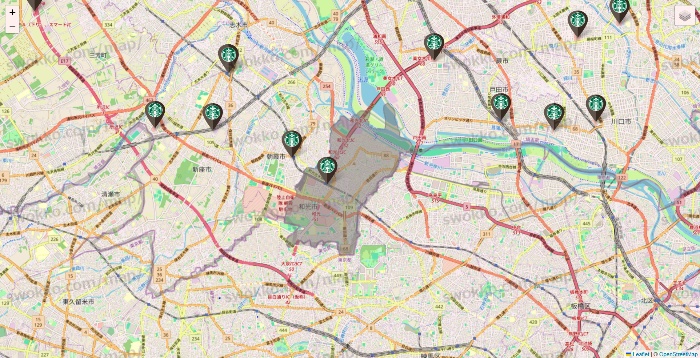 埼玉県のスターバックスの店舗地図