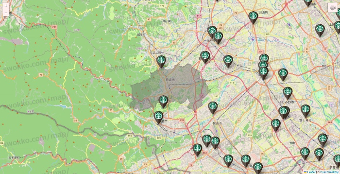 埼玉県のスターバックスの店舗地図