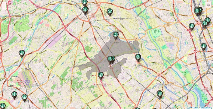 埼玉県のスターバックスの店舗地図