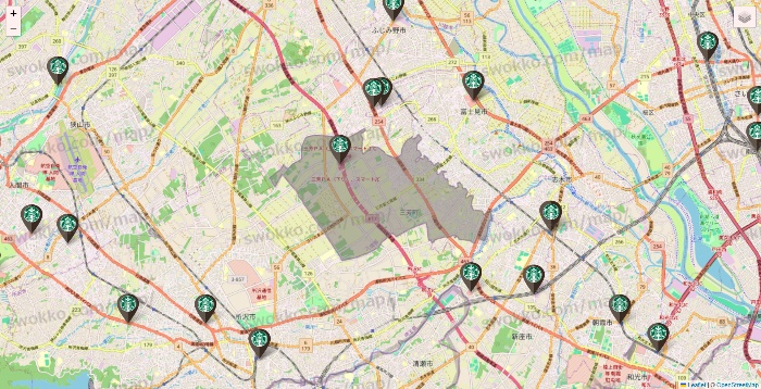 埼玉県のスターバックスの店舗地図
