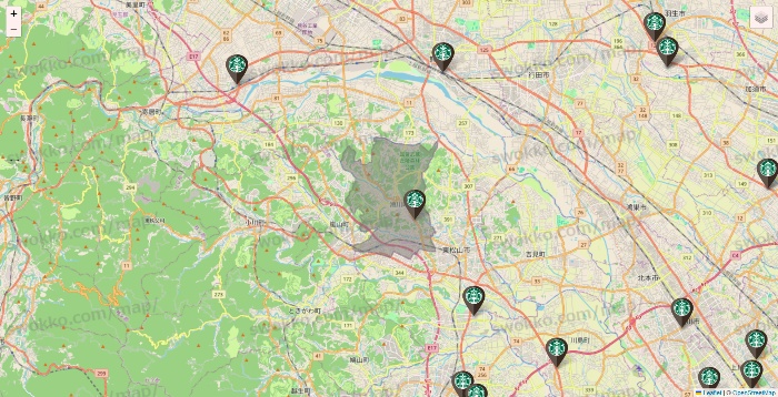 埼玉県のスターバックスの店舗地図