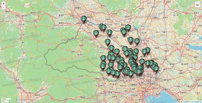 埼玉県のスターバックスの店舗地図