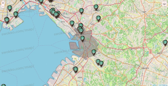 千葉県のスターバックスの店舗地図