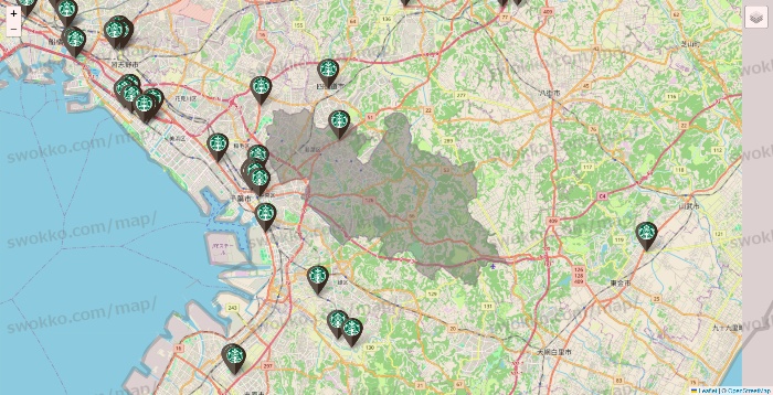 千葉県のスターバックスの店舗地図