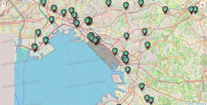 千葉県のスターバックスの店舗地図