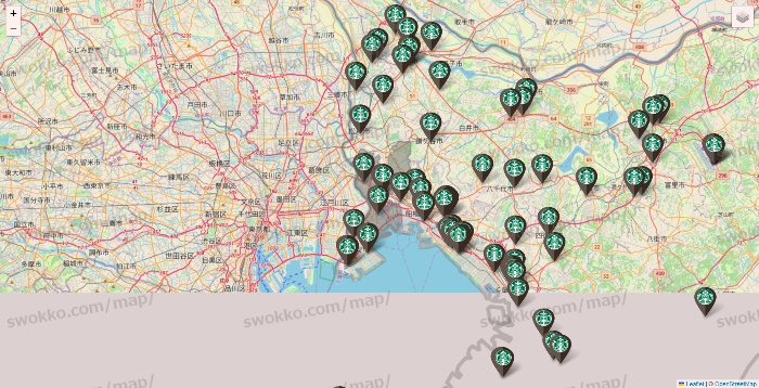 千葉県のスターバックスの店舗地図