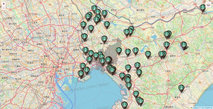 千葉県のスターバックスの店舗地図