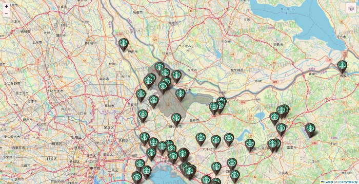 千葉県のスターバックスの店舗地図