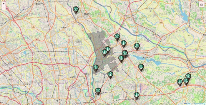 千葉県のスターバックスの店舗地図