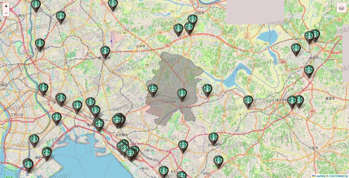 千葉県のスターバックスの店舗地図