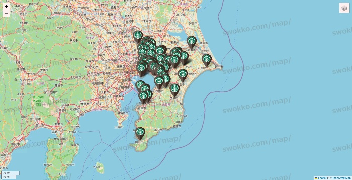 千葉県のスターバックスの店舗地図