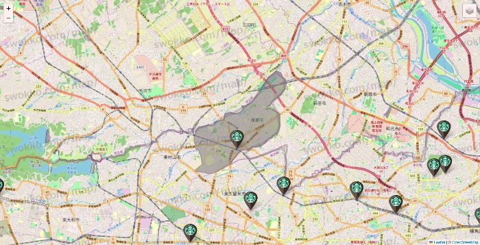東京都のスターバックスの店舗地図