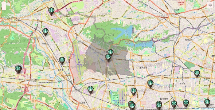 東京都のスターバックスの店舗地図