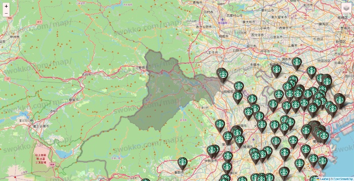 神奈川県のスターバックスの店舗地図