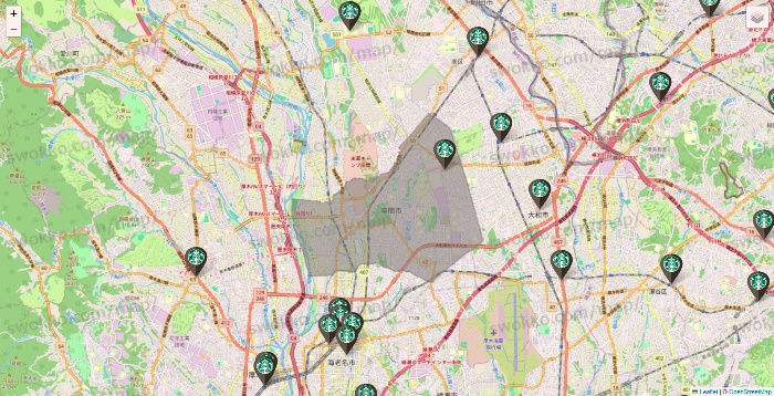 神奈川県のスターバックスの店舗地図