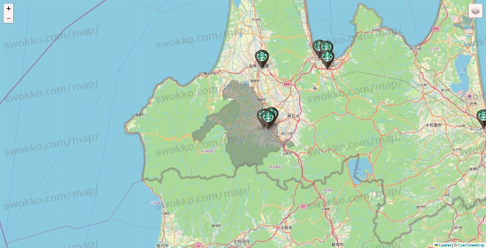 青森県のスターバックスの店舗地図