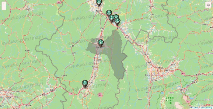 長野県のスターバックスの店舗地図