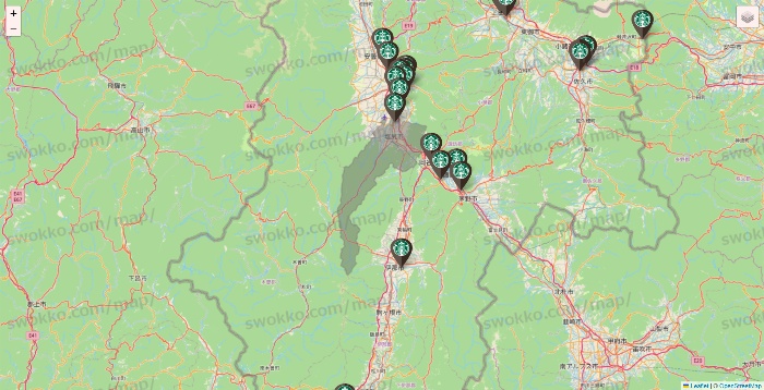 長野県のスターバックスの店舗地図