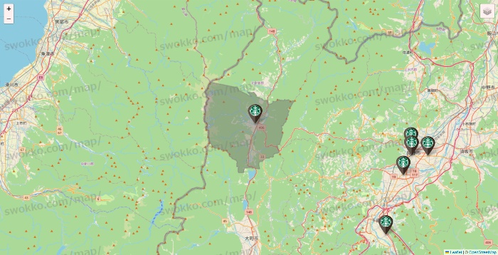 長野県のスターバックスの店舗地図