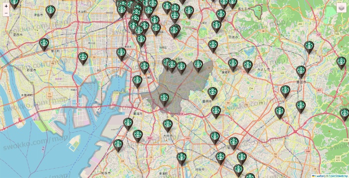 愛知県のスターバックスの店舗地図