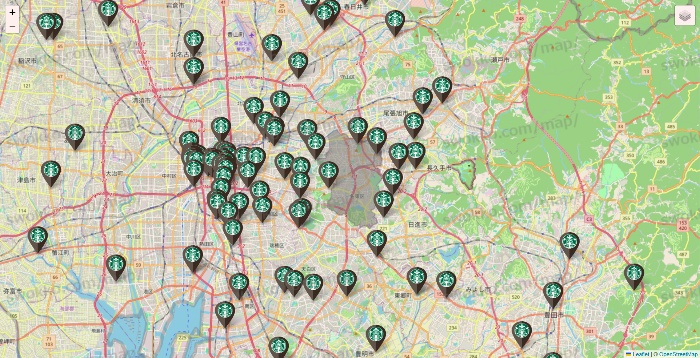 愛知県のスターバックスの店舗地図