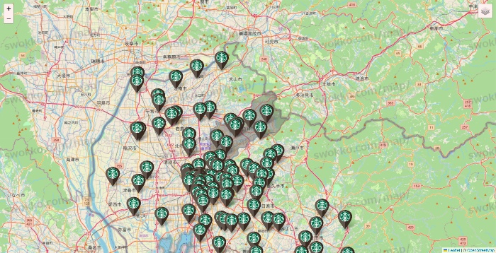 愛知県のスターバックスの店舗地図