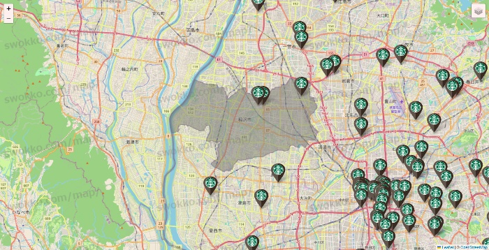 愛知県のスターバックスの店舗地図