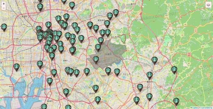 愛知県のスターバックスの店舗地図