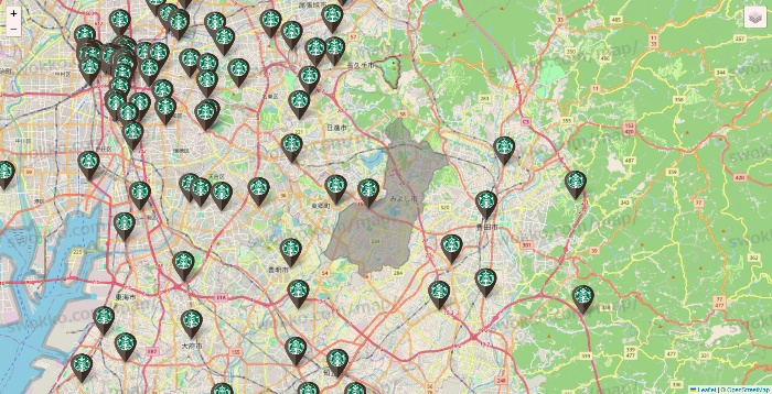 愛知県のスターバックスの店舗地図