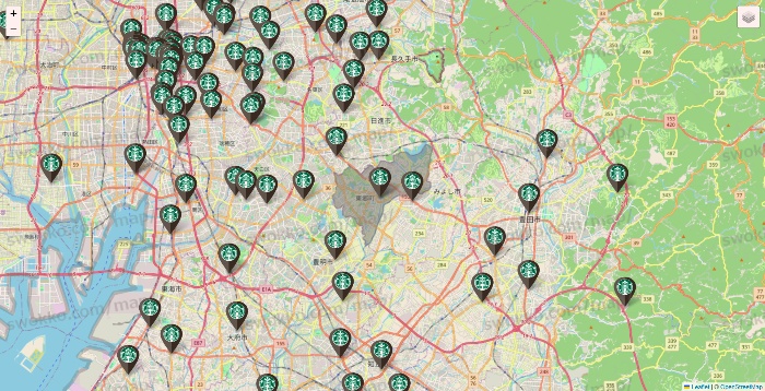 愛知県のスターバックスの店舗地図