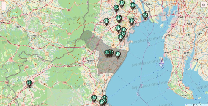 三重県のスターバックスの店舗地図
